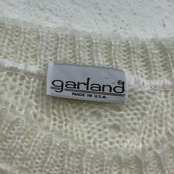 Vintage 80s/90s Garland Cream Fuzzy Open Knit Sweater Women’s M/L - Picture 4 of 5